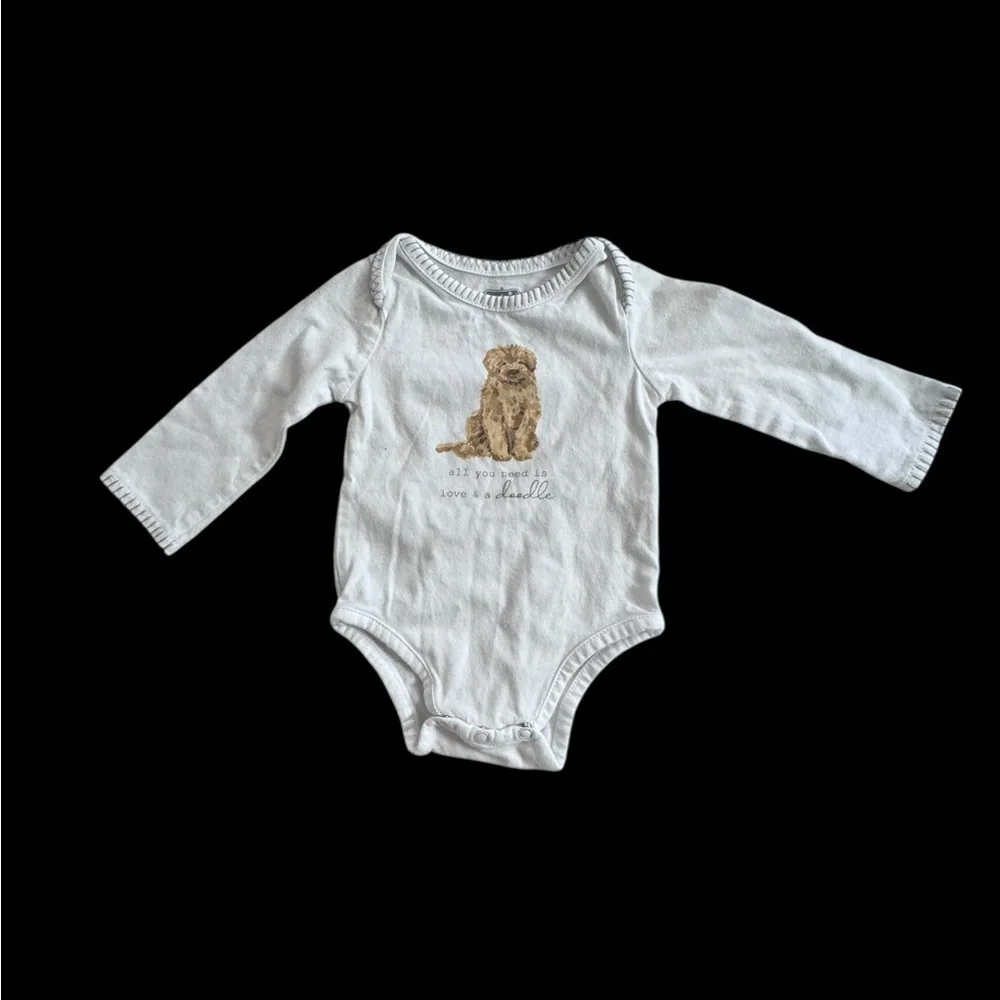 Mud Pie White Baby Bodysuit with Brown Animal Print